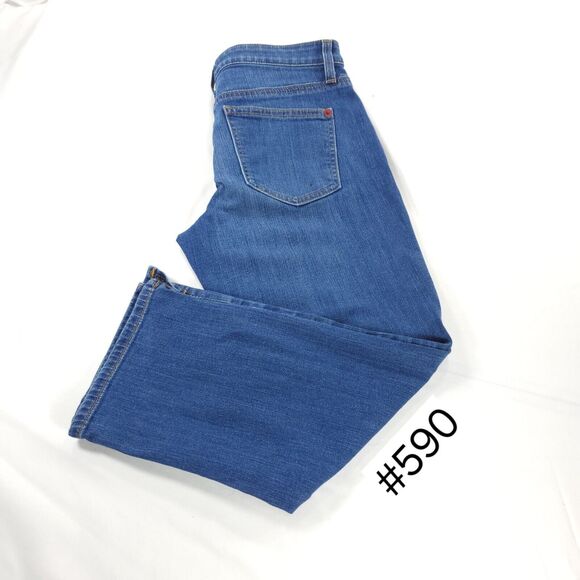 Spanx Slim-X Capri Button Zip Medium Wash Denim Jeans Womens Size 27 Blue - Picture 1 of 9